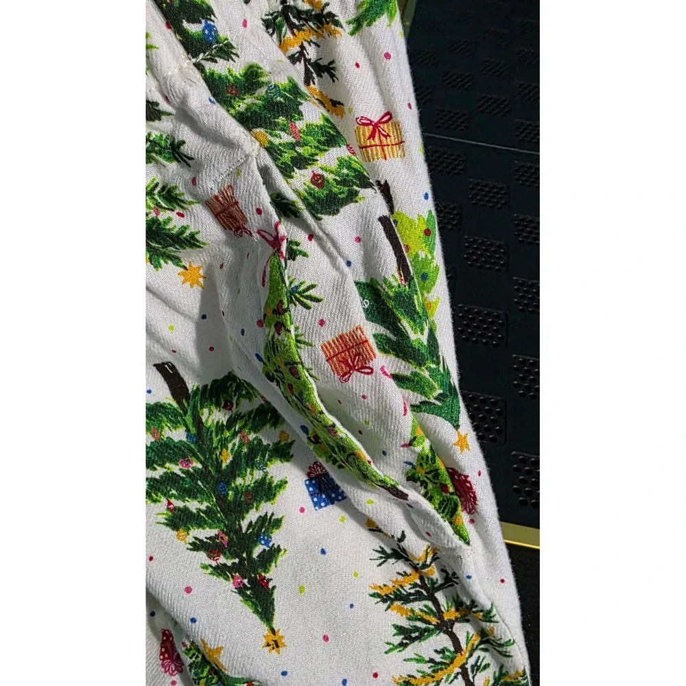 Old‎ Navy Christmas Tree Pajama Pants Small White Cotton Holiday Lounge Bottoms